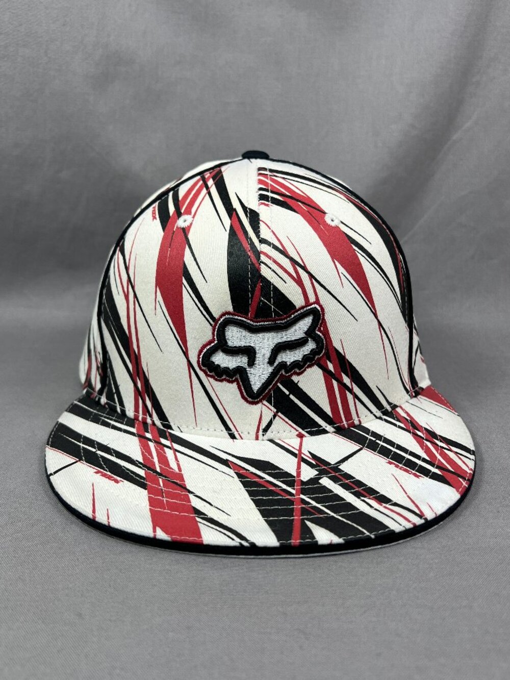Fox Racing Moto X Yupoong Flexfit L/XL Hat Ivory Flat Visor Motocross Biker Mens